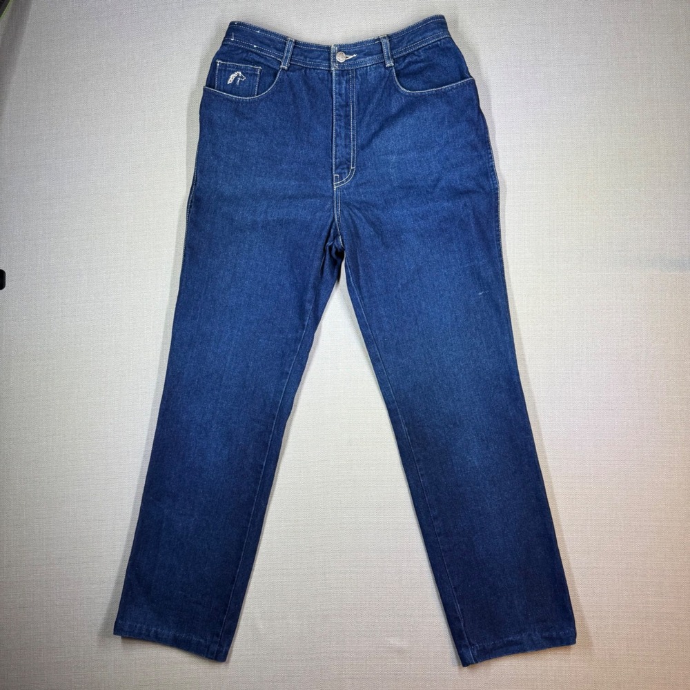 Jordache Womens Vintage High Waist Straight Leg Blue Denim Jeans Size 14